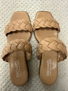 Michael Shannon Braided Tan Slide Mules
